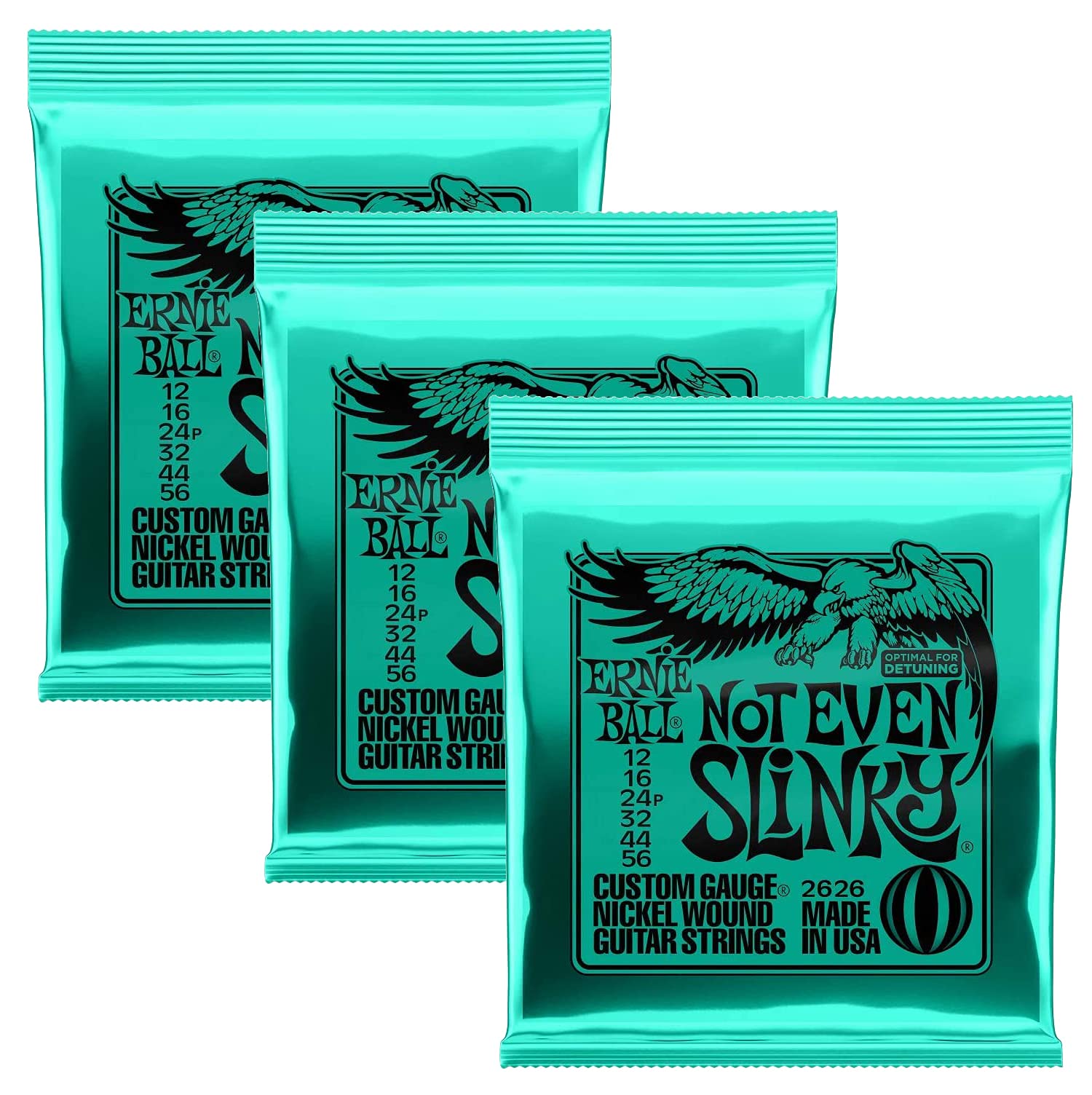 Ernie Ball 2626 Not Even Slinky 12-56 (3 Pack Bundle)