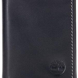 Timberland mens Leather Trifold Wallet With Id Window, Black (Cloudy), One Size