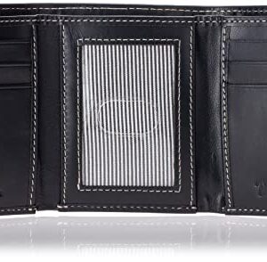 Timberland mens Leather Trifold Wallet With Id Window, Black (Cloudy), One Size