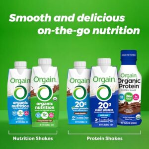 Orgain Organic Nutritional Protein Shake, Creamy Chocolate Fudge - 16g Grass Fed Whey Protein, Meal Replacement, 20 Vitamins & Minerals, Fruits & Vegetables, Gluten Free, Non-GMO, 11 Fl Oz (4 Pack)