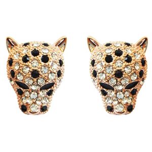 navachi 18k gold plated leopard head white black crystal az1146s stud earrings