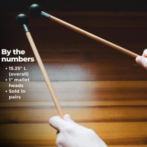 Timber Drum Co. Soft Rubber Percussion Mallets for Tongue Drum or Keyboard Music, Birch Handles 15.25"