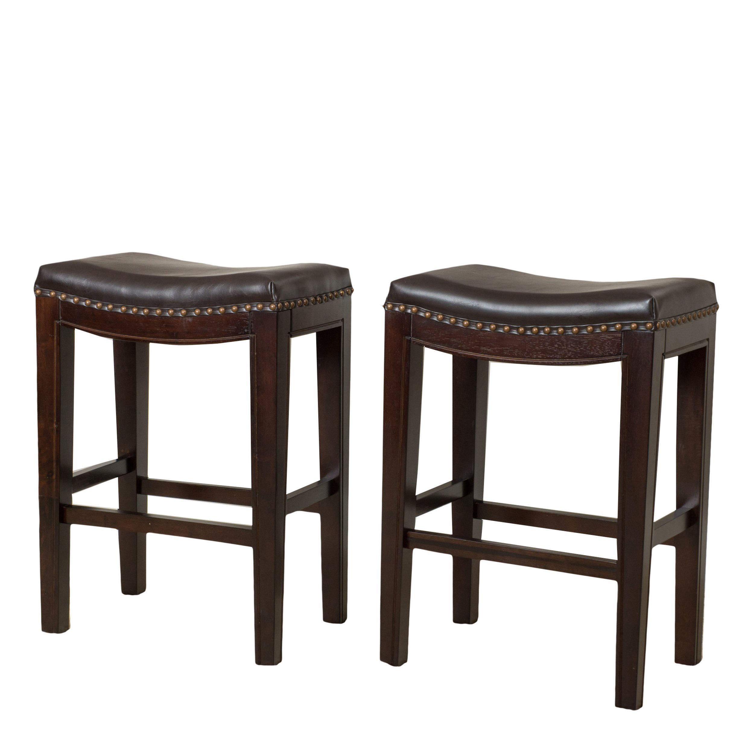 Christopher Knight Home Avondale Backless Faux Leather Counter Stools, 2-Pcs Set, Brown