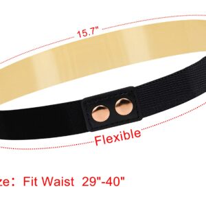 Women Elastic Mirror Metal Waist Belt Metallic Waistband,Golden, One Size