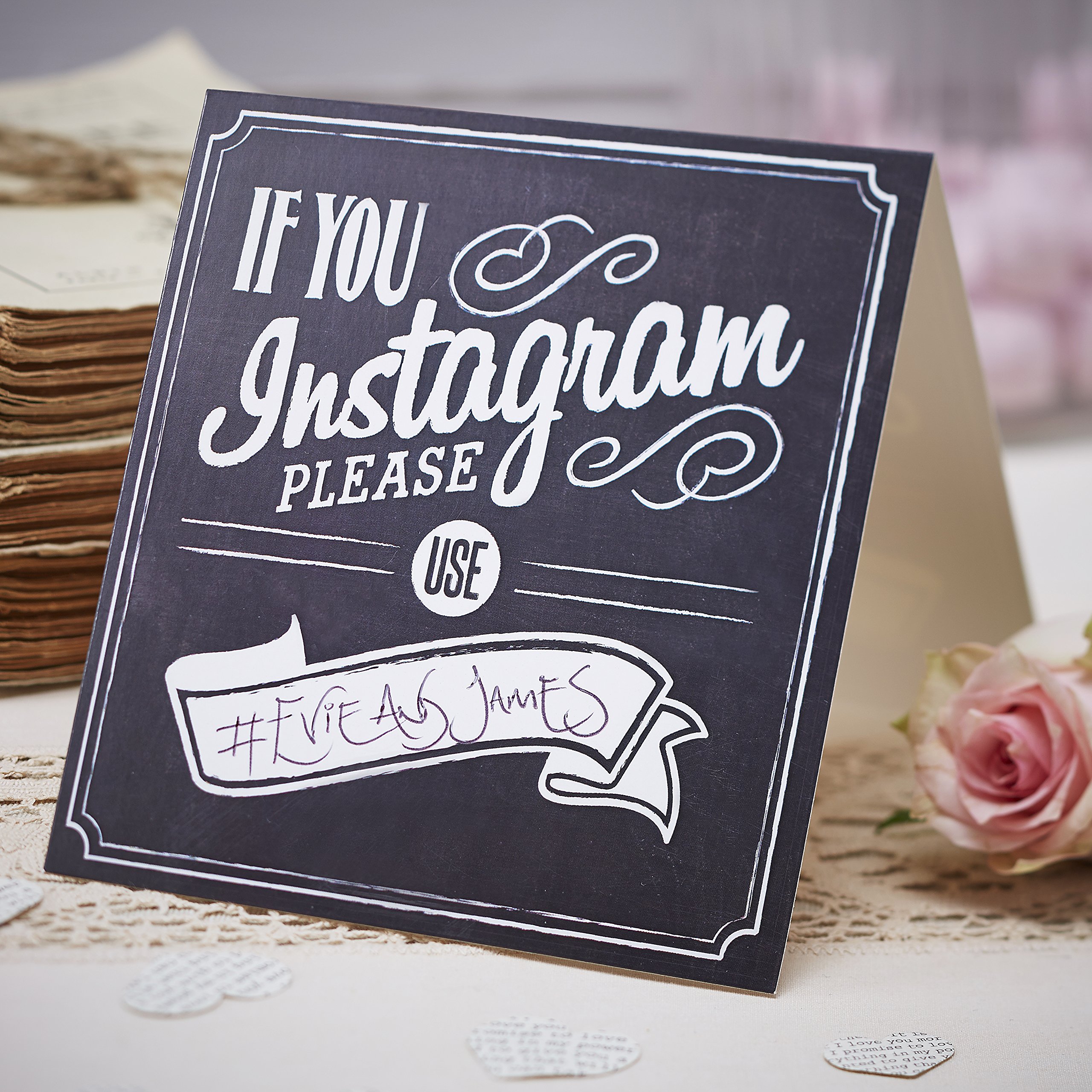 Ginger Ray Vintage Affair If You Instagram Chalkboard Style Card Signs for Wedding or Parties, Black (AF-671)