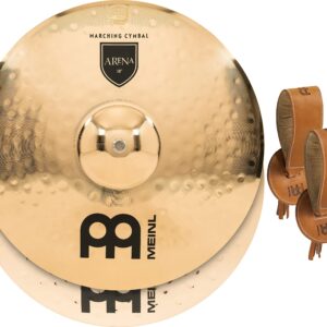 Meinl 18” Arena Marching Cymbal Pair with Straps - Professional Bronze Alloy Brilliant Finish - Made In Germany, 2-YEAR WARRANTY (MA-AR-18)