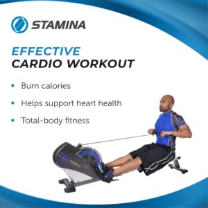 Stamina ATS Air Rower, Grey - Smart Workout App, No Subscription Required - Foldable Rowing Machine for Home Use