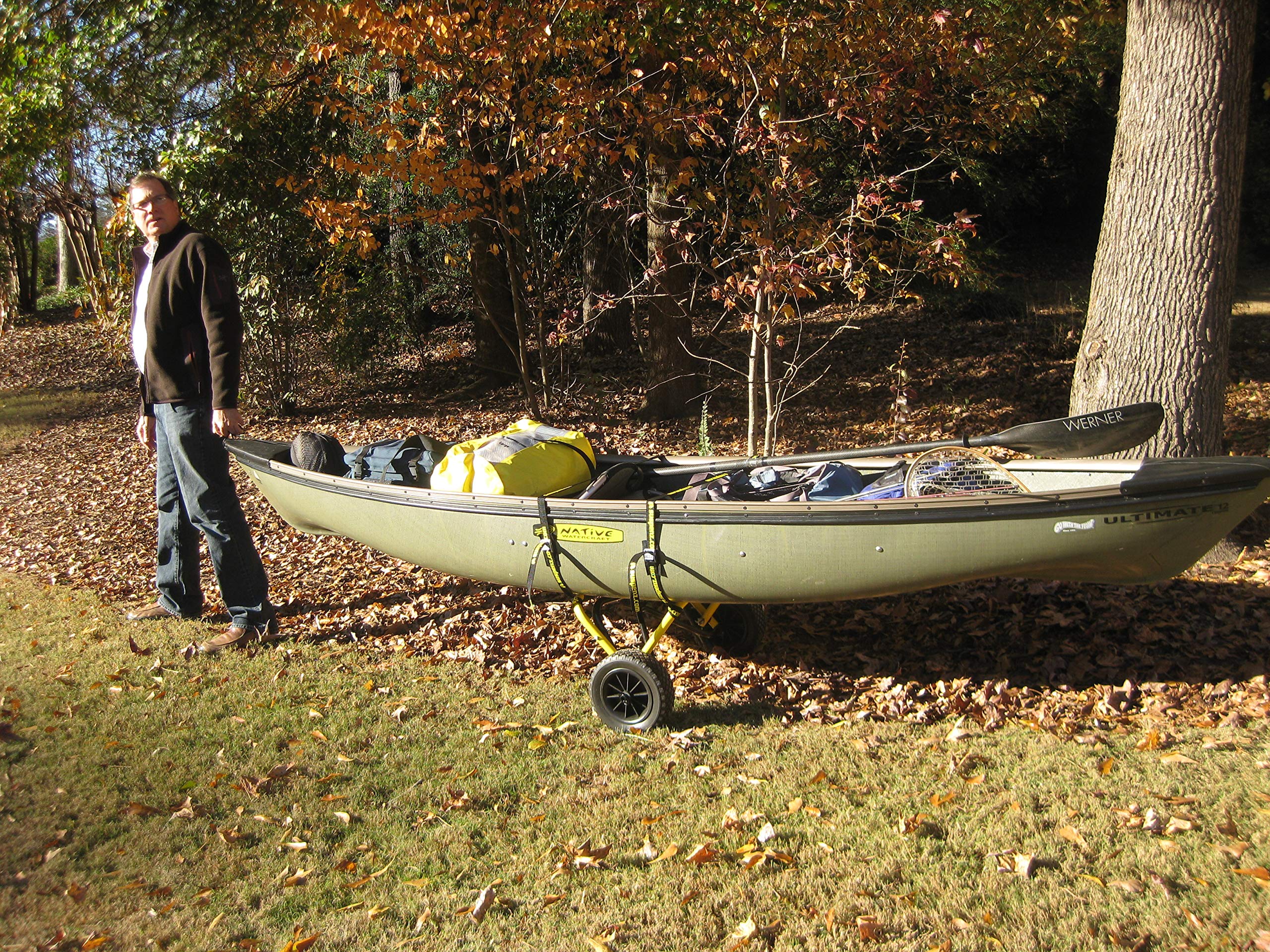 Suspenz Kayak Canoe Trailer Cart, Heavy Duty Kayak Transport Dolly with Airless Wheels, Yellow, 22-6699