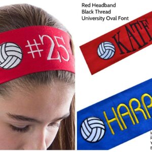 Funny Girl Designs Personalized Monogrammed Embroidered Volleyball Patch Cotton Stretch Headband