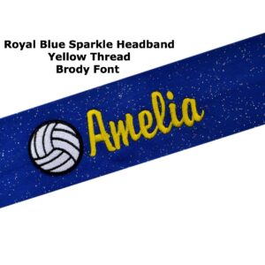 Funny Girl Designs Personalized Monogrammed Embroidered Volleyball Patch Cotton Stretch Headband