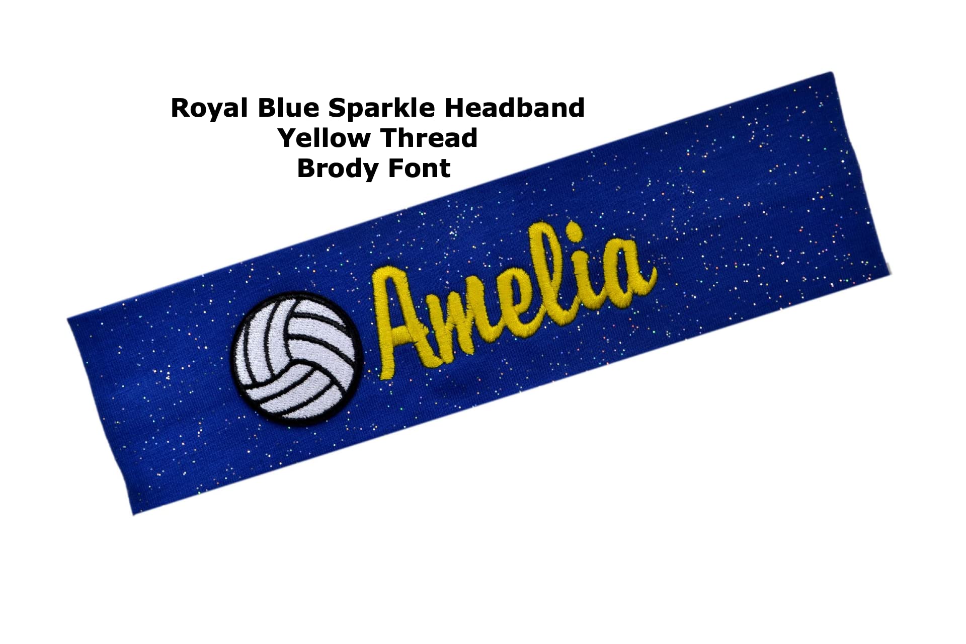 Funny Girl Designs Personalized Monogrammed Embroidered Volleyball Patch Cotton Stretch Headband