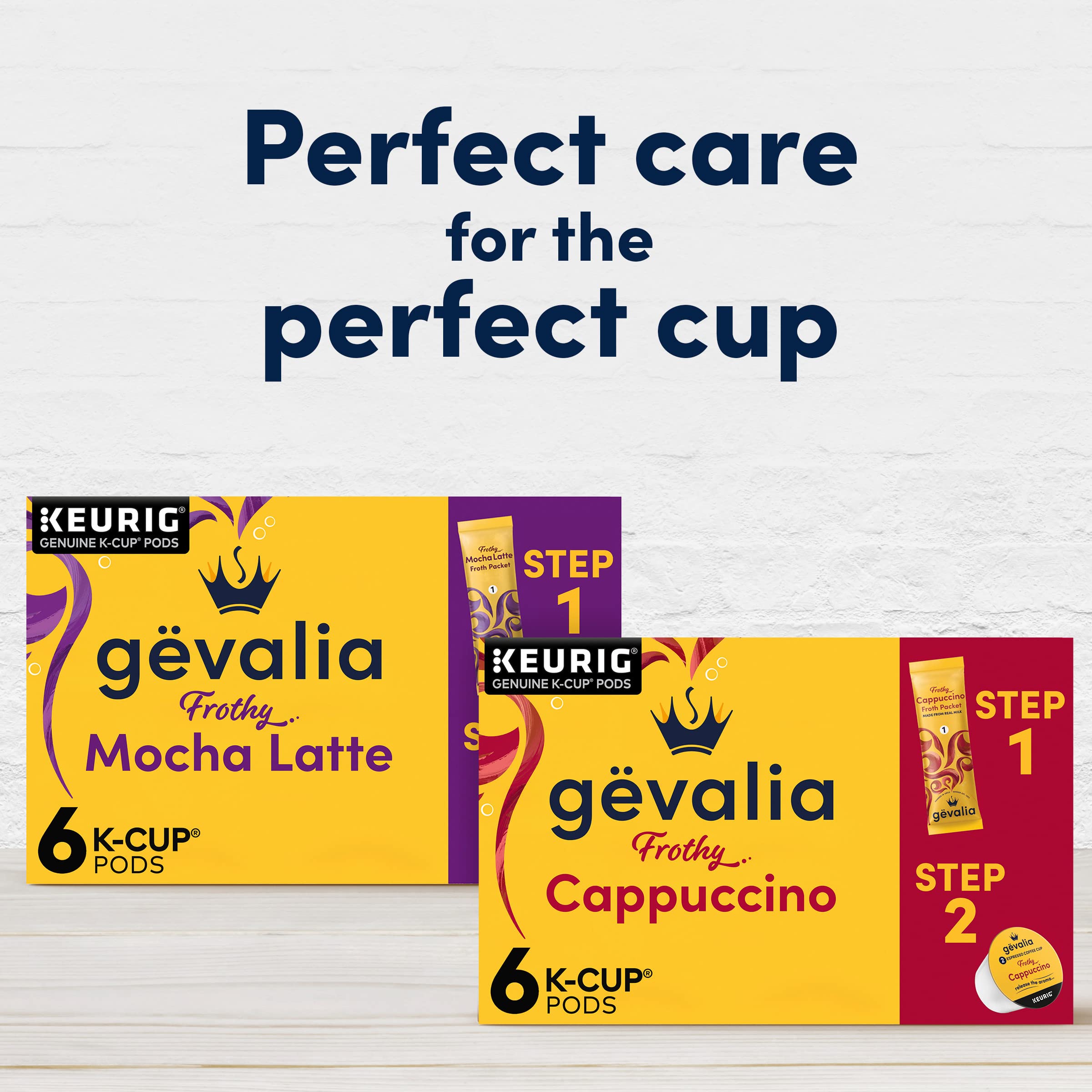 Gevalia Frothy 2-Step Cappuccino Espresso Keurig K-Cup Coffee Pods & Froth Packets Kit (6 ct Box)