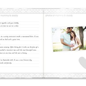 Pearhead Baby Memory Book, First 5 Years Baby Milestone Book, Pregnancy Journal, Newborn Baby Girl or Baby Boy Keepsake, With Clean-Touch Ink Pad For Baby's Handprint or Footprint, Gray Chevron