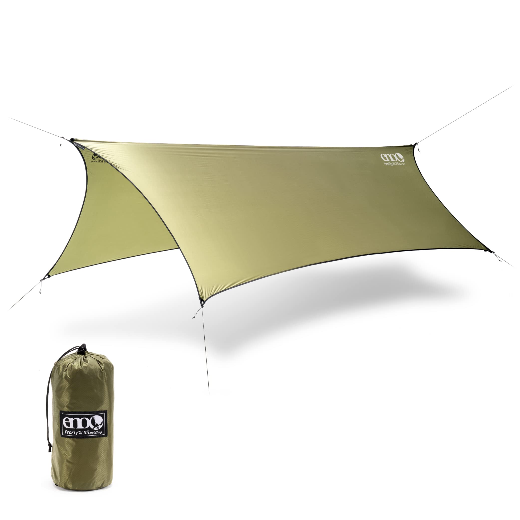 ENO ProFly XL SIL Rain Tarp - Large Ultralight Waterproof Tarp - for Camping, Hiking, Backpacking, Travel, a Festival, or The Beach - Lichen