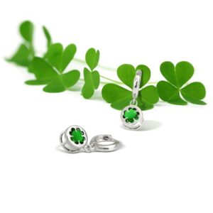 Luck of the Irish Celtic St Patricks Day Shamrock Four Leaf Emerald Green CZ Clover Drop Dangle Earrings For Women Graduation .925 Sterling Silver Lever back