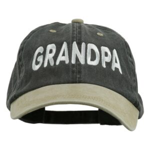 wording of grandpa embroidered washed two tone cap - black khaki osfm