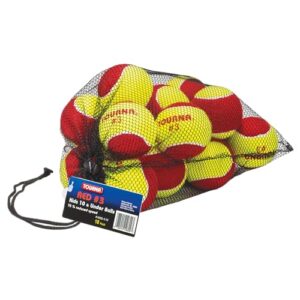 tourna low compression stage 3 tennis ball with mesh bag (18-pack)