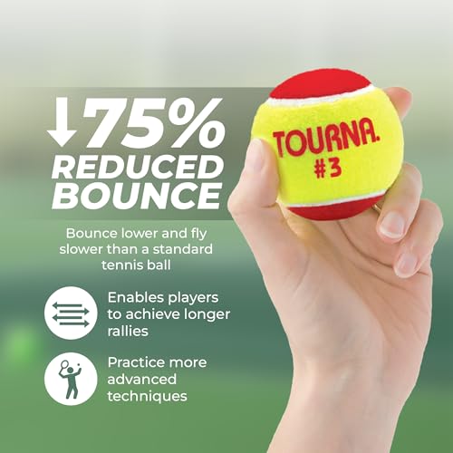 TOURNA Low Compression Stage 3 Tennis Ball with Mesh Bag (18-Pack)