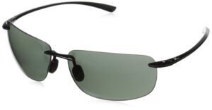 hobie rips polarized rimless sunglasses, shiny black frame/grey lens, 62mm