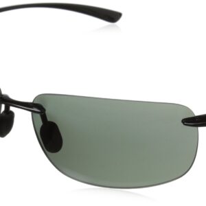 Hobie Rips Polarized Rimless Sunglasses, Shiny Black Frame/Grey Lens, 62MM