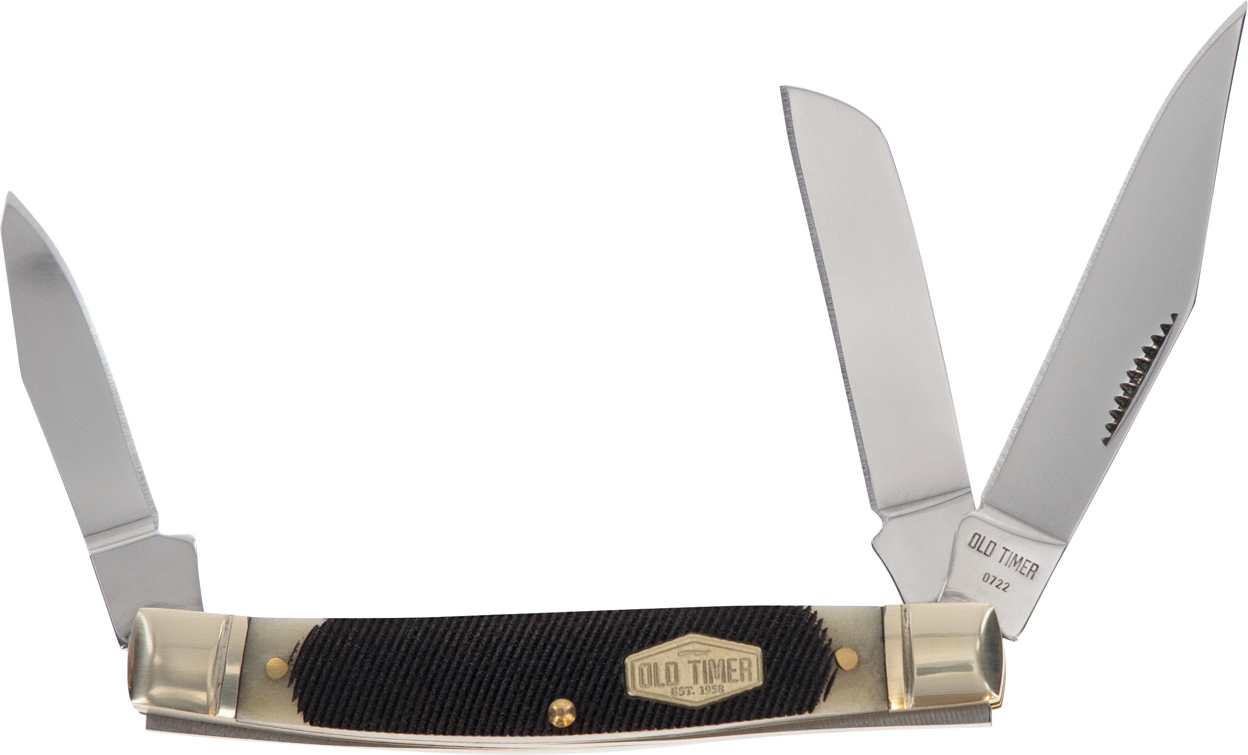 Old Timer 34OTB Genuine Bone Middleman 5.6in S.S. Traditional Folding Pocket Knife with 2.4in Clip Point and Bone Handle for Hunting, Camping, EDC, and Outdoors