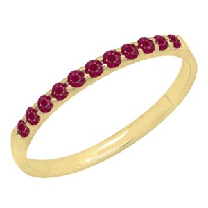 Dazzlingrock Collection Round Ruby Stackable Wedding Band for Women for Women in 10K Yellow Gold, Size 6.5