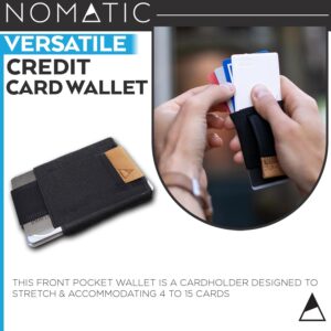 NOMATIC Minimalistic Wallet for Men and Women - Slim Wallet Fits In Front Pocket - Holds 4-15 Cards - Hidden Cash Holder and Key Holder Pocket (Black)