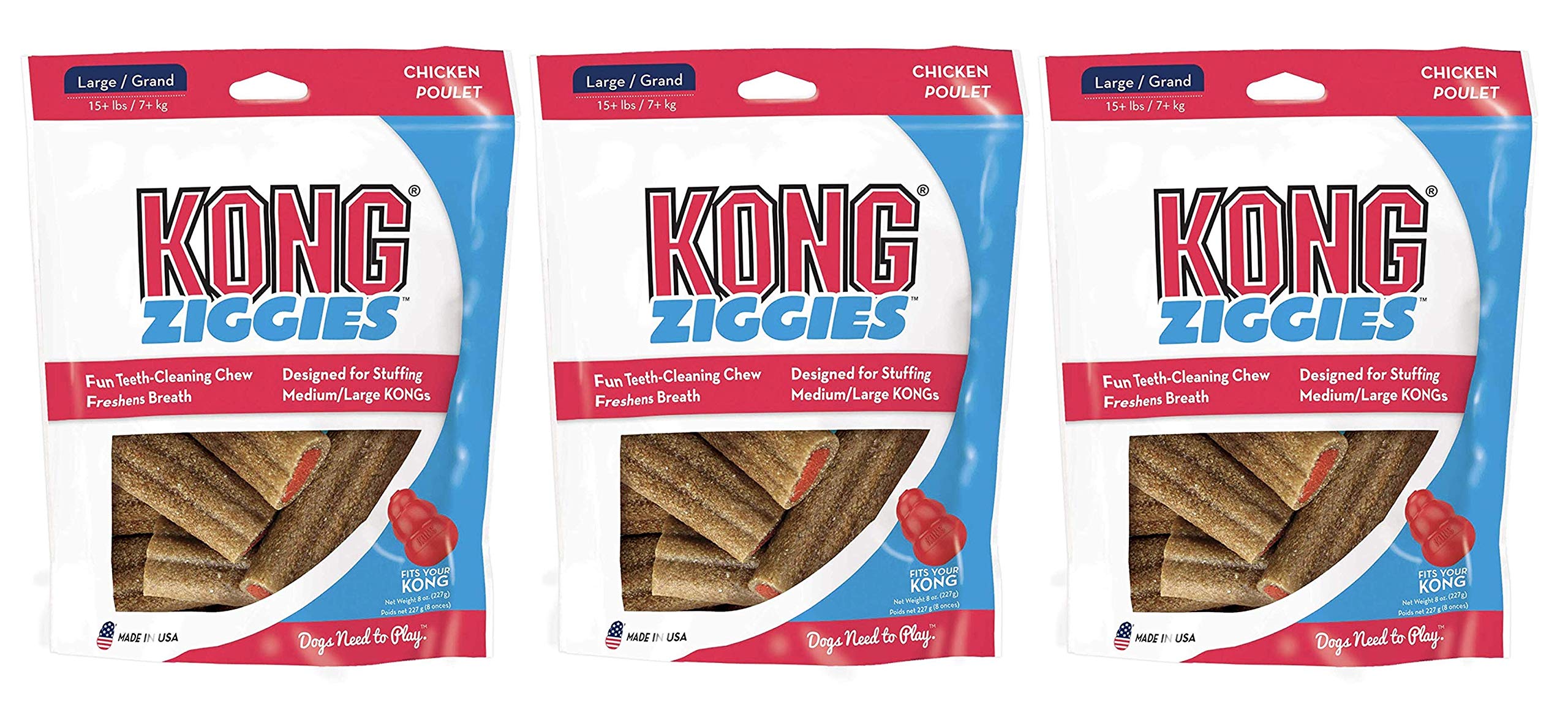 KONG Stuff'N Ziggies Large Dog Treat, 8-Ounce (Pack of 3)