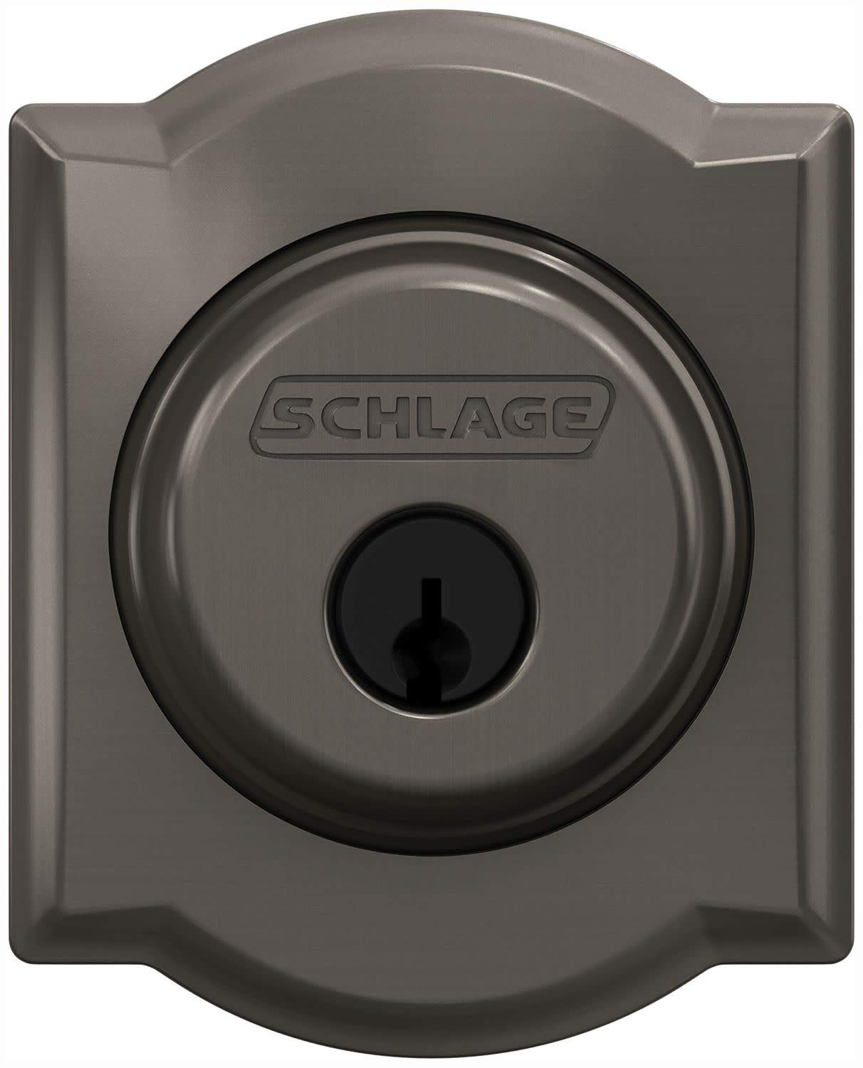 SCHLAGE Lock Company B60CAM622 Series Deadbolt Camelot Rose Single Cylinder Deadbolt, Matte Black