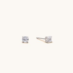 Lavishe Rhodium Plated 925 Sterling Silver 4 Prong Cubic Zirconia Stud Earrings for Women, Hypoallergenic, Size 4mm