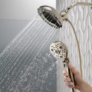 Delta Faucet 5-Spray In2ition Dual Shower Head with Handheld Spray, H2Okinetic Shower Head with Hose, Showerheads, Handheld Shower Heads, Magnetic Docking, Polished Nickel 58480-PN-PK