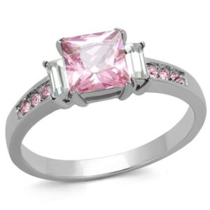 Marimor Jewelry 1.55 Carat Princess Cut Rose Zirconia Stainless Steel Engagement Ring Size 8