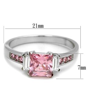 Marimor Jewelry 1.55 Carat Princess Cut Rose Zirconia Stainless Steel Engagement Ring Size 8