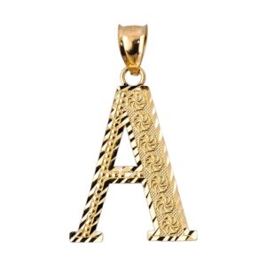 10k Yellow Gold Initial Letter A Charm Pendant, 0.7"