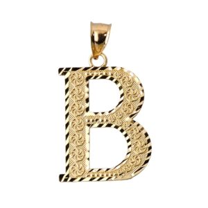 10k yellow gold initial letter b charm pendant, 0.7"