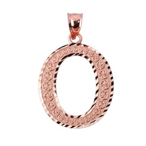 10k rose gold initial letter o charm pendant, 1"