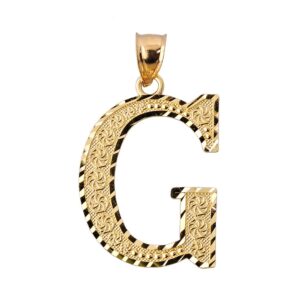 10k yellow gold initial letter g charm pendant, 0.7"