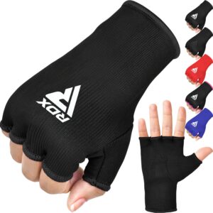 rdx boxing hand wraps inner gloves men women, half finger elasticated bandages, under mitts fist protection, muay thai, kickboxing, mma, martial arts speed bag punching training