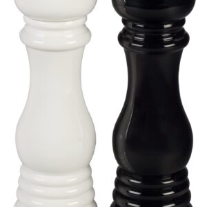 Le Creuset Salt and Pepper Mill Set, 8" x 2 1/2" each, Black & White