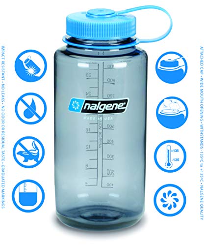 Nalgene Tritan Wide Mouth BPA-Free Water Bottle, Seafoam, 32-Ounces