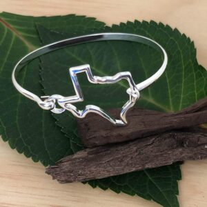 PammyJ Silvertone State of Texas Bangle Bracelet