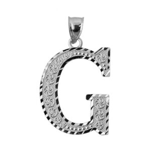 claddagh gold 925 sterling silver initial letter g charm pendant, 0.7"