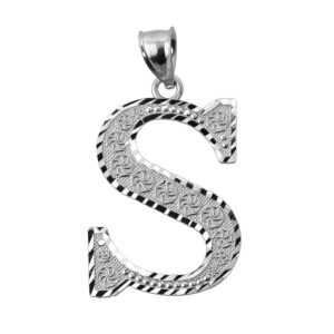 925 Sterling Silver Initial Letter S Charm Pendant, 0.7"