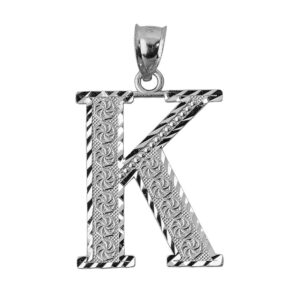 claddagh gold 925 sterling silver initial letter k charm pendant, 0.7"