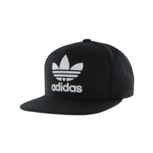 adidas originals men's trefoil chain flatbrim snapback cap, black/white, one size