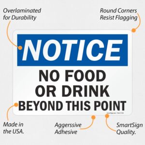 SmartSign-S-1938-EU-14 "Notice - No Food or Drink Beyond this Point" Label | 10" x 14" Laminated Vinyl