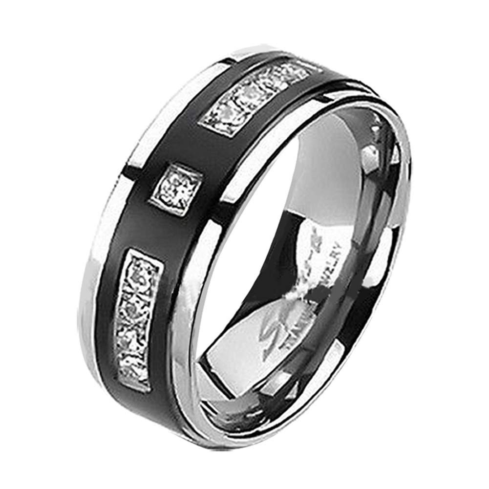 MABELLA His Hers Couple Matching Rings Black Women Stainless Steel Marquise Cut AAA+ Cubic Zirconia Wedding Engagement Ring Bridal Sets & Men CZ Titanium Band,Women's Size 7 Men's Size 10