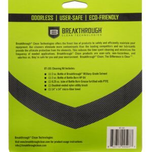 Breakthrough Clean Technologies 101 Basic Gun Cleaning Kit - Includes Military-Grade Solvent, Battle Born High-Purity Oil, and Battle Born Grease with PTFE - Perfect for Handguns and Rifles