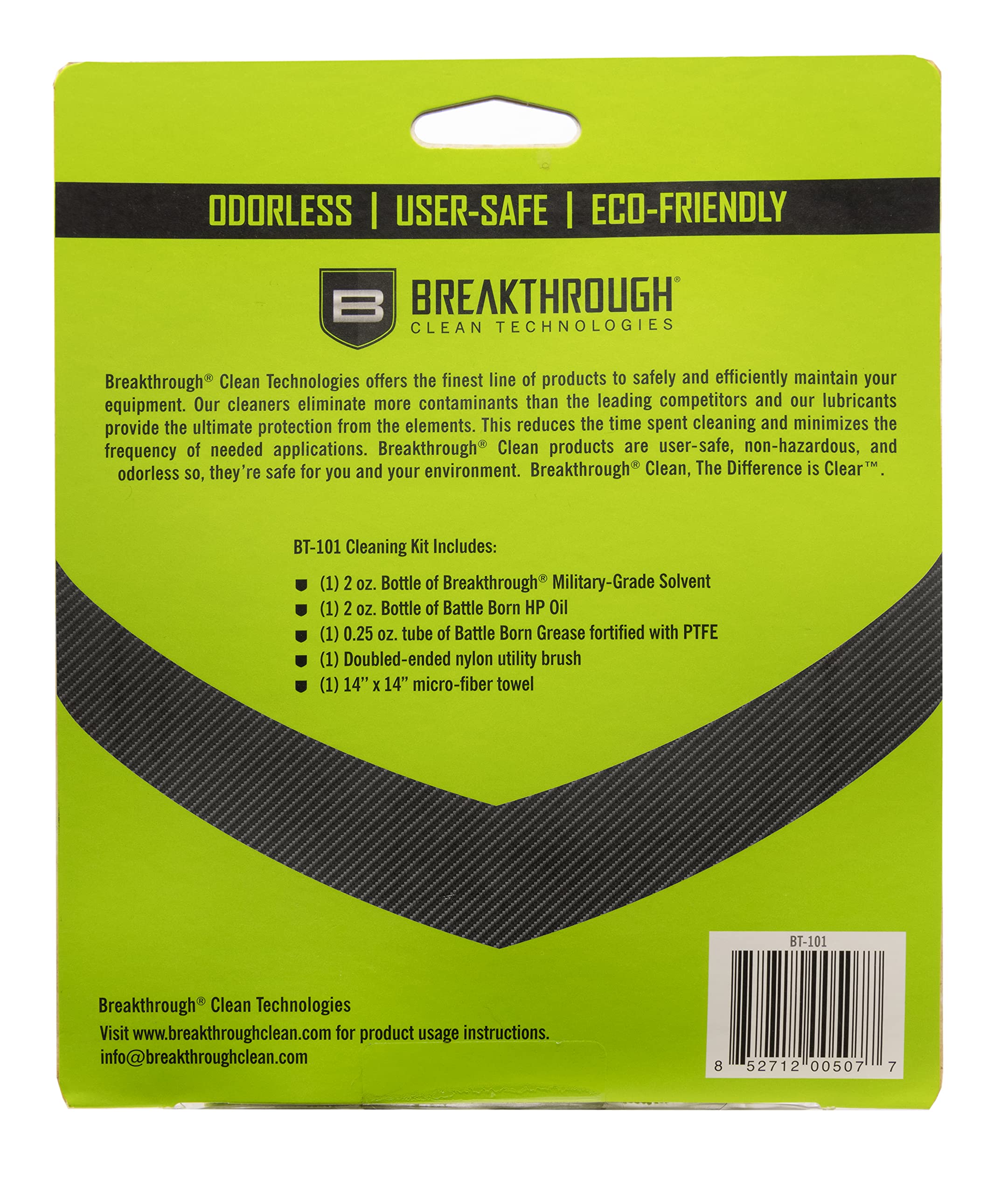 Breakthrough Clean Technologies 101 Basic Gun Cleaning Kit - Includes Military-Grade Solvent, Battle Born High-Purity Oil, and Battle Born Grease with PTFE - Perfect for Handguns and Rifles