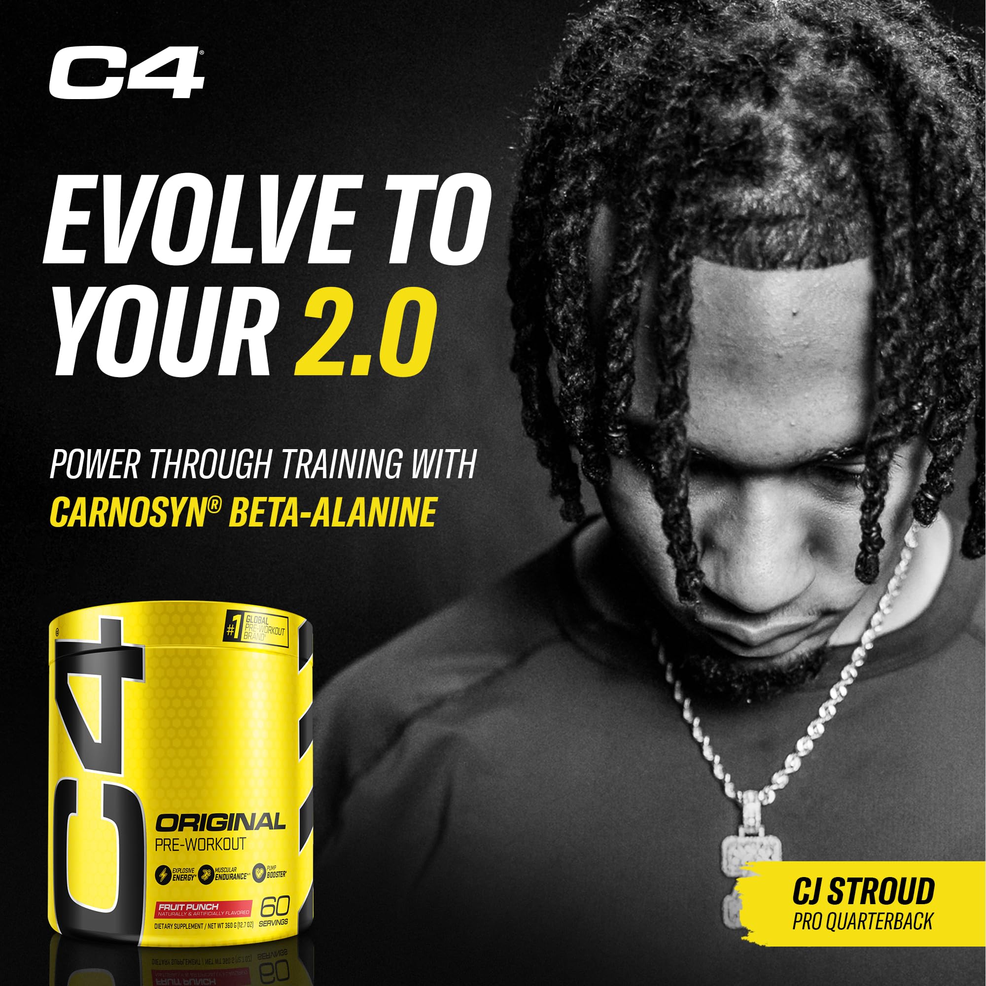 C4 Original Pre Workout Powder Fruit Punch - Vitamin C for Immune Support - Sugar Free Preworkout Energy for Men & Women - 150mg Caffeine + Beta Alanine + Creatine - 60 Servings